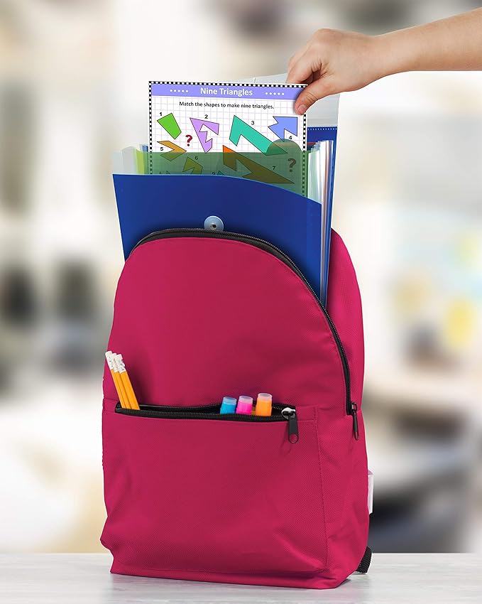 Vertical Expanding 6 Pocket Backpack File by Better Office Products, 1 Piece, Letter Size, for Easy Backpack Access, Multicolored Pockets and Tabs, Asst'd Colors, Color Will Vary - Red, Blue, or Black