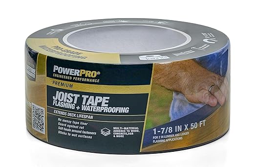 Power Pro Premium Exterior Deck Joist Flashing Tape for Decking, 2" x 50', All-Weather and Waterproof for Deck Protection, 1 Roll