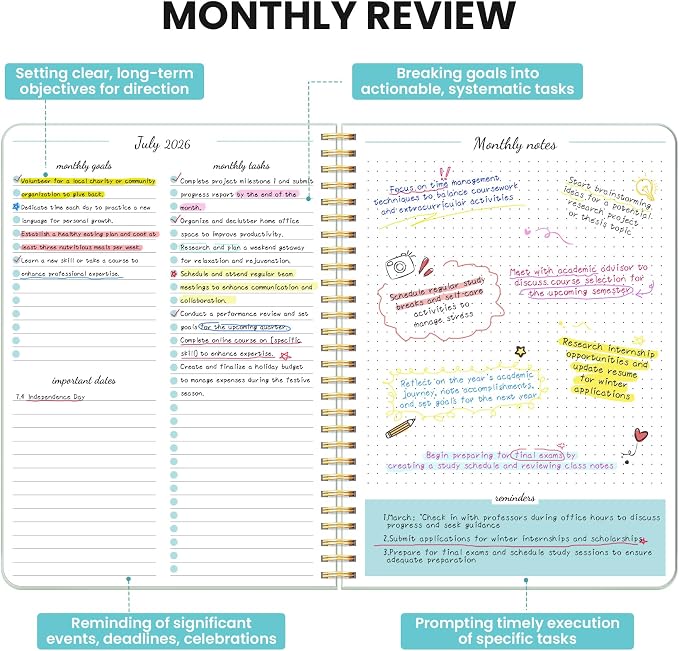 Monthly Planner 2026-2027, 18 Months Calendar Planner 2026-2027, Runs from July 2026 - December 2027, 7" x 10", Perfect for School Office Home Planning - Mint