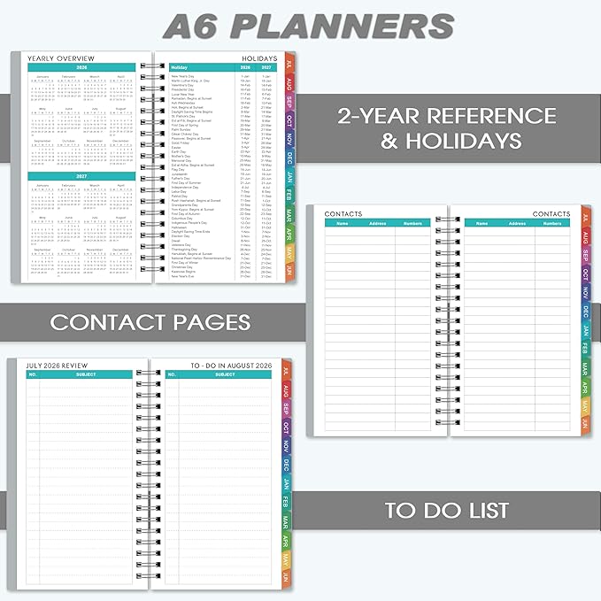 2026-2027 Pocket Calendar/Planner - Weekly & Monthly Pocket Planner for Purse, Jul. 2026 - Jun. 2027, 6.8" x 4.1", Strong Twin - Wire Binding, Plastic Cover