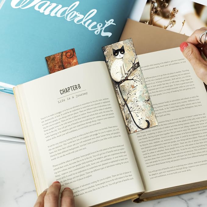 Cute Cat Bookmarks, 50 Pcs Funny Cat Book Markers Page Clips, Cool Books Accessories Gifts for Women Kids Bookish Reading Lovers