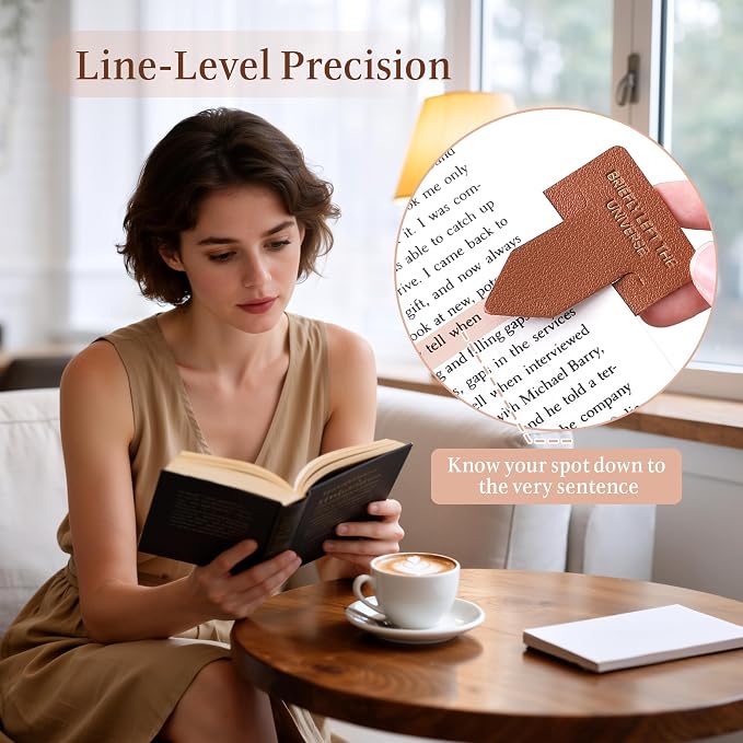 Leather Bookmark for Reading Women, BRIEFLY Left THE Universe Bookmarks, Index Book Marks for Book Lovers, 6 Pcs Drak Color Set