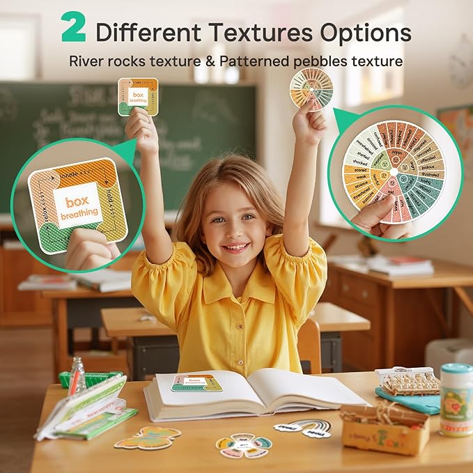 Sensory Strips for Anxiety Calming Stickers, 36Pcs 2 Textured for Mood Calming, Breathing Mindfulness Fidget Sticker for Adult Teen, Anxiety Relief at Office & Classroom Desk