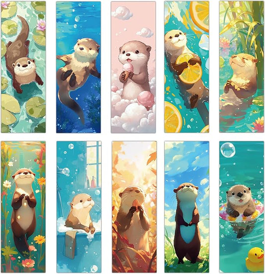 50 Pcs Sea Otter Bookmarks, Animal Paper Page Markers for Reading Lovers, Decorative Reading Accessories, Holiday Gift Idea for Men and Women