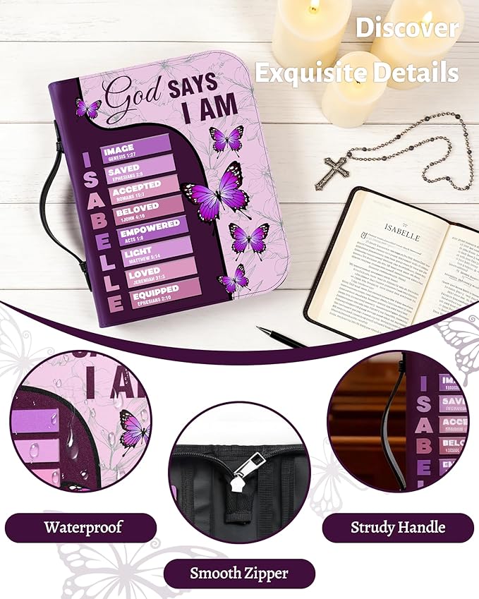 Personalized Bible Covers, Custom Leather Bible Cover Case with Initial Name, Personalized Bible Carrying Case for Women, Custom Bible Bag for Men, Christian Gifts for Daughter Wife