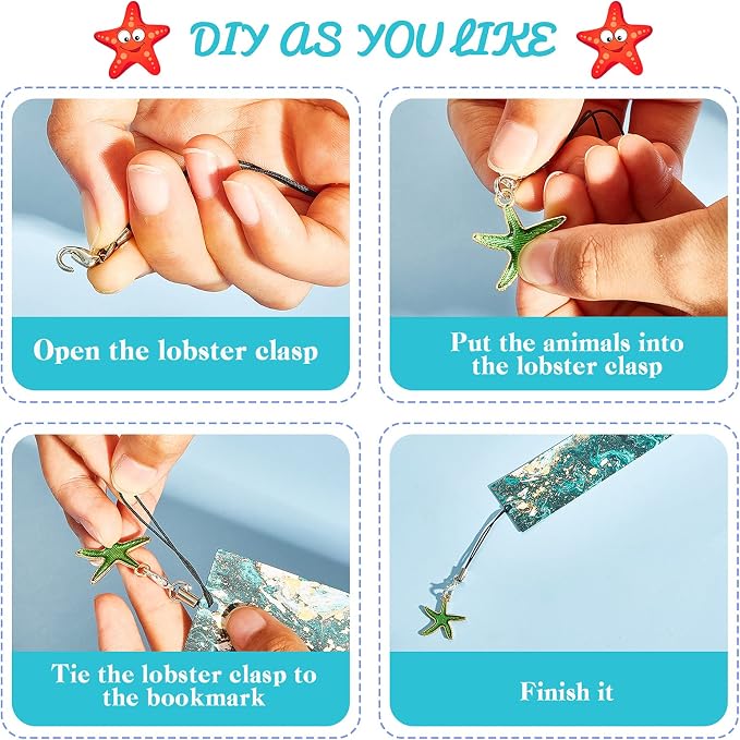 Nezyo 10 Pieces Ocean Bookmarks Page Markers with 10 Multi Ocean Marine Animal Pendants for Students Teachers School Classroom Reading Favor