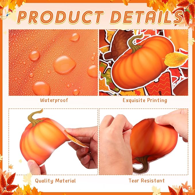 Pasimy Fall Bulletin Board Decorations Set Pumpkin Classroom Door Decor Autumn Maple Cutouts DIY Pumpkin Photo Crafts Thanksgiving Bulletin Board for Halloween Home Office Wall Supplies(Hazelnut)