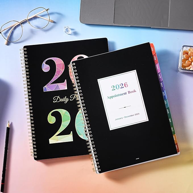 2026 Daily Planner - Appointment Book 2026, 9'' x 11'', Hourly Planner JAN.2026 - DEC.2026, Appointment Book with Coated Inner Tabs, Inner Pocket