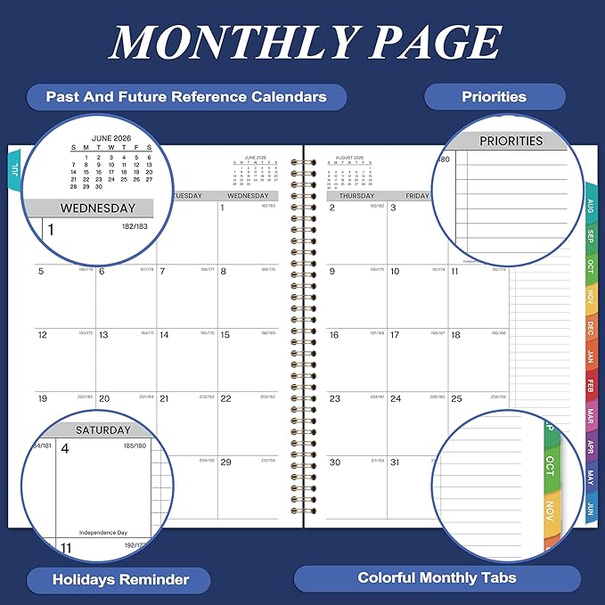 2026-2027 Weekly Appointment Book/Planner - Lager 9" x 11" Daily Hourly Planner 2026-2027, Jul 2026 - Jun 2027, Appointment Book, Monthly Tabs, Hourly Interval, Thick Paper - Blue
