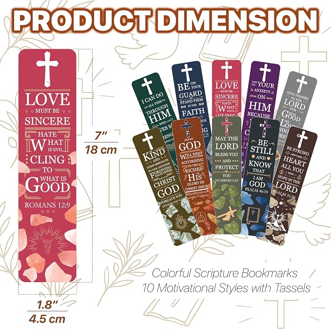 100 Pieces Paper Bible Verse Bookmarks with Tassels and Storage Box – Christian Religious Bookmarks Bulk with Scripture Quotes for Church, Reading Lover, Men, Women, Kids, Inspirational Faith Gifts