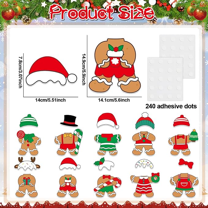 60pcs Christmas Theme Cutouts Gingerbread Man Bulletin Board Decoration Xmas Gingerbread Man Paper Cut-Outs Classroom Decor for Xmas Classroom DIY Craft Photo Wall Door Christmas Winter Party Supplies
