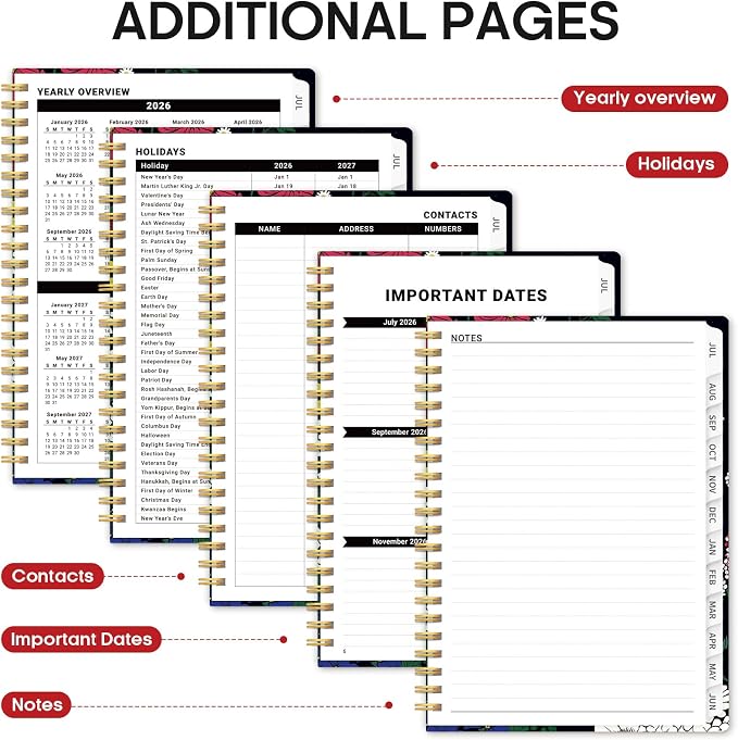 Planner 2026–2027, Weekly & Monthly Academic Organizer for School Year, Jul 2026–Jun 2027, Hardcover Planner with Tabs, Back to School Essential, 6.3" x 8.5", Night Garland