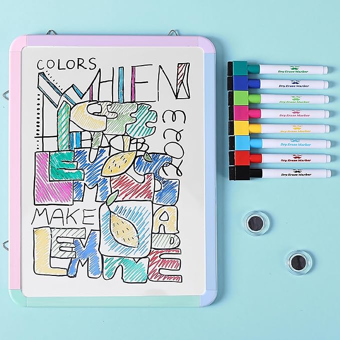 Mr. Pen- Small Dry Erase Board, 12.5x9.5 Inches, Whiteboard with 8 Fine Point Dry Erase Markers and 2 Board Magnets, Magnetic Small White Board for Students, Home, Office and Classroom