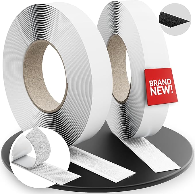 Tape, Self-Adhesive, Instant Resilient, 8 m x 20 mm, Gluing Instead of Drilling, Dots for Pictures, Upholstery, Cable Management, Double-Sided Tape (White, 8 m - 20