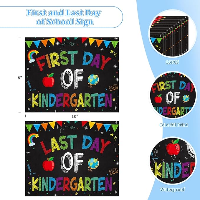 WaaHome First and Last Day of School Chalkboard Sign - 8''x10'' Back to School Sign First Day of Preschool Kindergarten 1st Grade to College 15 Grades Photo Prop Signs for Kids Girls Boys, Reusable