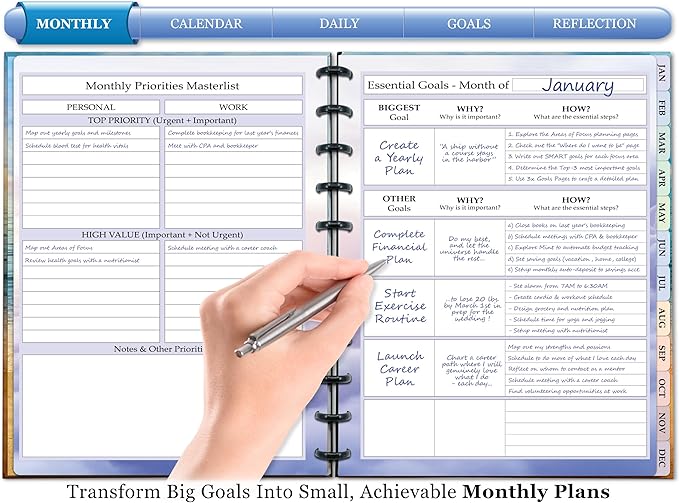 Tools4Wisdom Customizable Planner - 8.5x11 Inch Hardcover - Discbound Daily Weekly Monthly Disc Planner - Undated - 1DSC - Follow Your Dreams