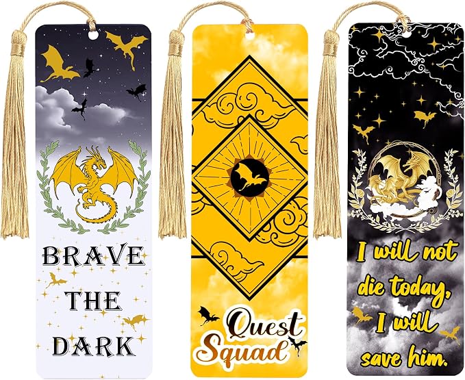 LParkin Onyx Storm Acrylic Bookmarks Dragon Merch for Men Women, Bookish Gifts for Book Lovers, Page Markers for Bookworms, Reading Tools and Stationery - Set of 3