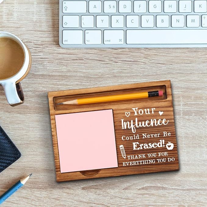 Inspirational Teacher Quotes Sticky Note Holder, Thank You Teacher Appreciation Gifts from Student Self-Stick Note Pad Holders GSH25