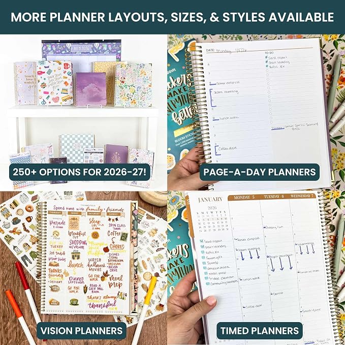 Daisy by bloom daily planners 2026-2027 Academic Year Student Planner (July 2026 - July 2027) - Elementary Through Middle School Calendar Agenda Book - 7” x 9" - Checkered