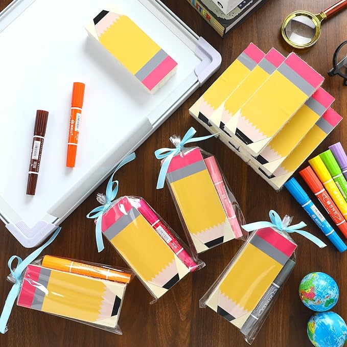 Affrolling 12 Set Erase Board with 12 Colors Markers Wool Felt Eraser Dustless Chalkboard Eraser Cleaner Wood Chalk for End of Year Gifts Office