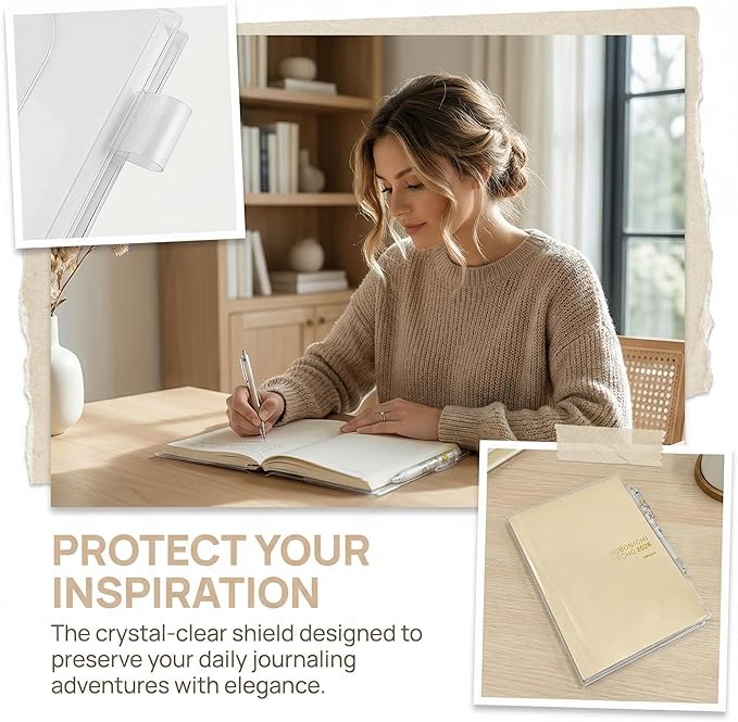 Clear Book Cover for A5 Notebooks, 1-Pack Plastic PVC Protective Sleeve, fits Hobonichi Cousin A5, Midori, Stalogy, Waterproof Jacket with Pen Loop, Transparent Wrap for Journals & Planners