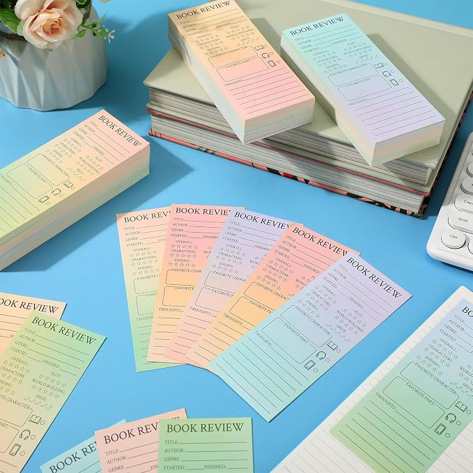 240 Pcs Back to School Teacher Gifts Colorful Book Review Bookmarks Bookclub Gifts Reading Page Cards for Book Lovers Women Students First Day of School Party Supplies(Simple,Gradient)