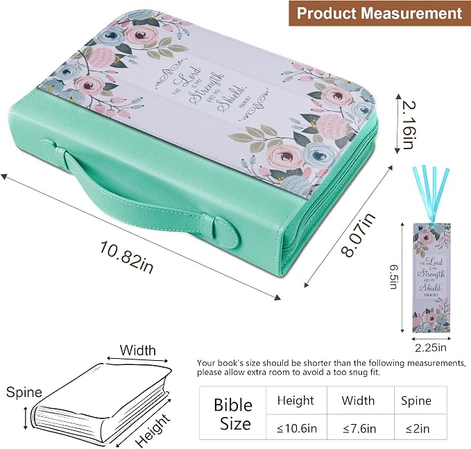 Bible Cover Case for Women PU Leather Woman Book Carrying Bag Bible Study Sipples Accessories with PU Bookmark Journaling Kit Christian Gifts