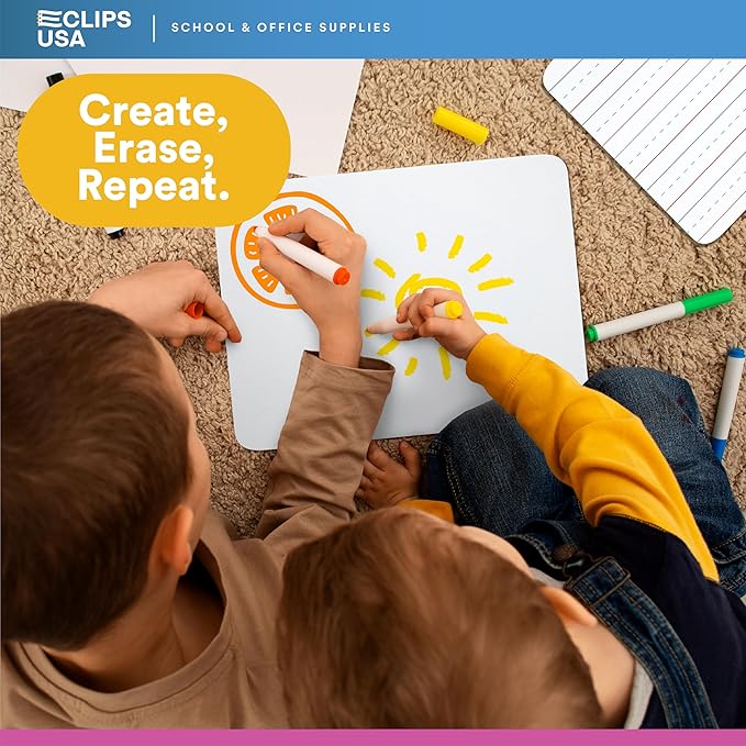Dry Erase Board, (Primary Ruled) Dry Erase Lap Boards, Small White Boards Dry Erase, White Board Mini, 9” x 12” Double Sided (25 Pack)