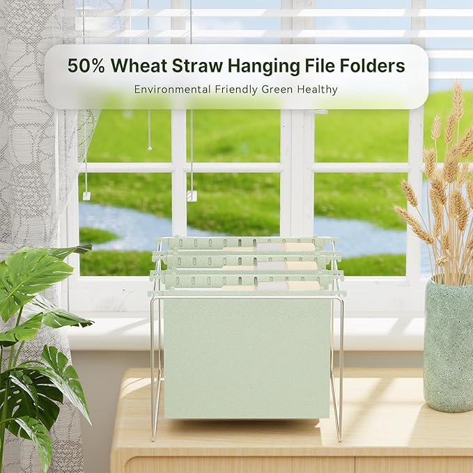 XINGIA Extra Capacity Hanging File Folders Letter Size,3 Inch Expandable Filing Cabinet Folders,6 Pack Wheat Straw File Folders Hanging with Tabs,Plastic File Folder Organizer for School Office