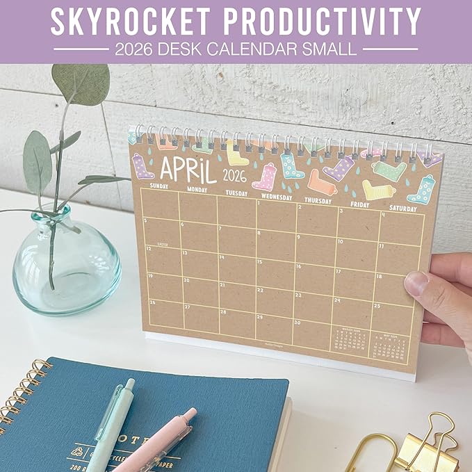 Small Desk Calendar 2026-18-Month 2026 Desk Calendar Small for Home, Office & Classroom, Standing Flip Desks Calendars 2026-2027, Teacher Appreciation Gifts, Graduation Gifts
