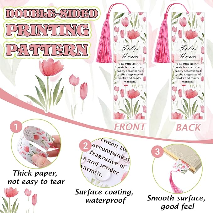 Sinmoe 60 Pcs Scented Bookmarks for Women Book Lovers Scratch and Sniff Rose Flower Bookmarks with Tassels Smelly Craft Reading Gifts for Reading Gifts Tags Readers Teacher Writer 1.8 x 6.1 Inch