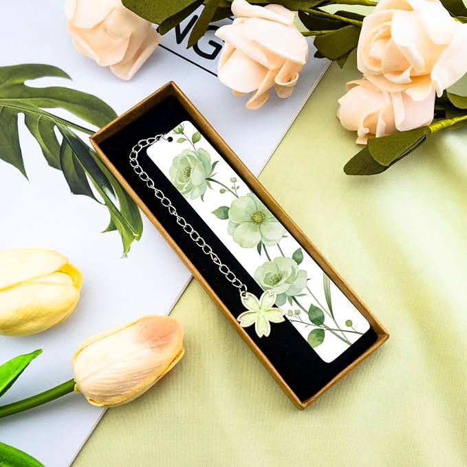 Cute Flower Bookmark Metal Bookmarks Book Marks for Reading Women Kids Bookmarks for Book Lovers Book Markers for Women Reading Accessories (Green Flower)