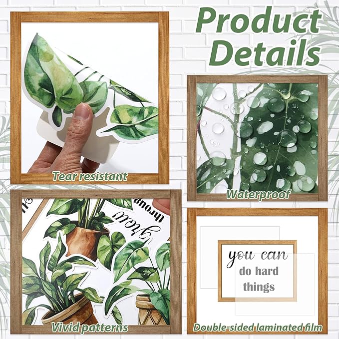 Greenery Bookshelf Bulletin Board Set Plant Motivational Classroom Decor Inspirational Quote Frame Potted Plant Cutout for Back to School Spring Party Home Office Reading Library Chalkboard Wall Decor