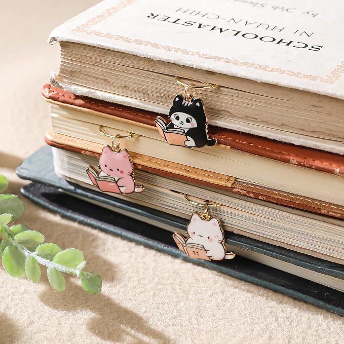 Cute Cat Bookmarks Gifts - 8 PCs Funny Metal Paperclip Book Mark Reading Women Cat Lovers Aesthetic Page Marker for Kids Bookish Birthday Student Teacher School Office Accessories Supplies