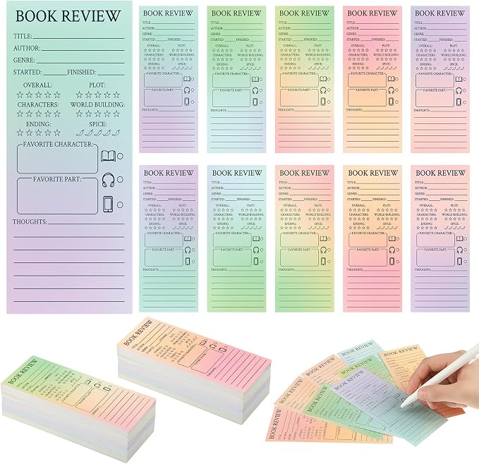 240 Pcs Back to School Teacher Gifts Colorful Book Review Bookmarks Bookclub Gifts Reading Page Cards for Book Lovers Women Students First Day of School Party Supplies(Simple,Gradient)