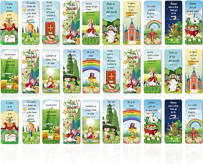 30 Pcs Spanish Christian Magnetic Bookmarks, Religious Bible Verse Magnetic Bookmarks Bulk, Motivational Prayer Magnet Book Markers for Sun Day School Church Reading Bible Study Supplies