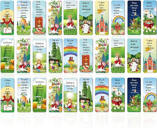 30 Pcs Spanish Christian Magnetic Bookmarks, Religious Bible Verse Magnetic Bookmarks Bulk, Motivational Prayer Magnet Book Markers for Sun Day School Church Reading Bible Study Supplies