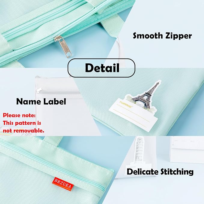 Mesh Zipper Pouch 11x13.7 in, A4 Double Pocket Waterproof File Bag with Handle, Document Storage for School/Travel/Office/Cross Stitch/Puzzle (Green)