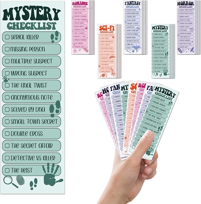 120 Pcs Bookmark Book Tracker, Romance Horror Fantasy Paper Bookmark for Women Man, Double-Sided Reading Page Markers for Reading Lovers Bookish Students School Supplies
