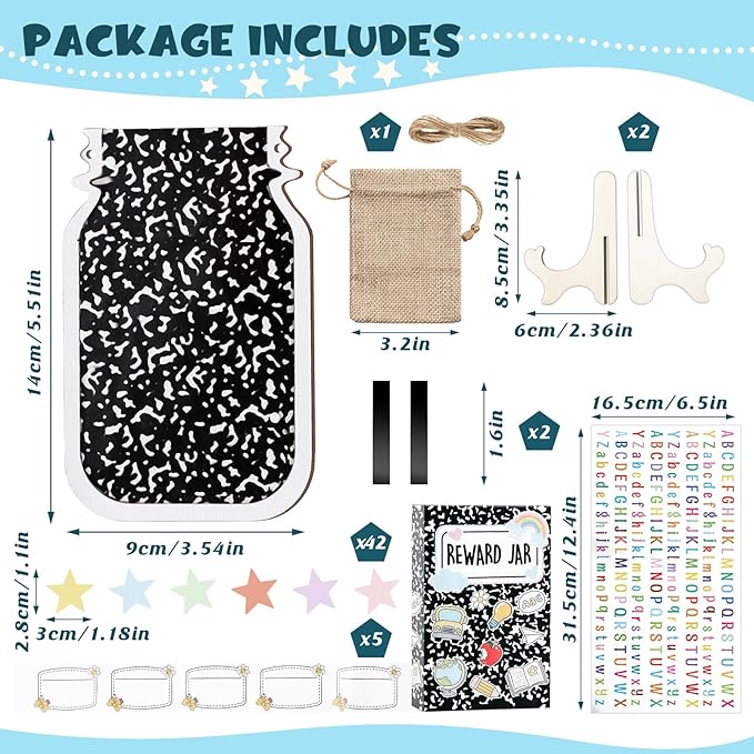 Tinlade Magnetic Reward Jar Composition Notebook Theme Star Jar Reward System Classroom Board Incentive Supplies with Stars Home Chore Chart Good Behavior Management Tools Back to School Must Haves