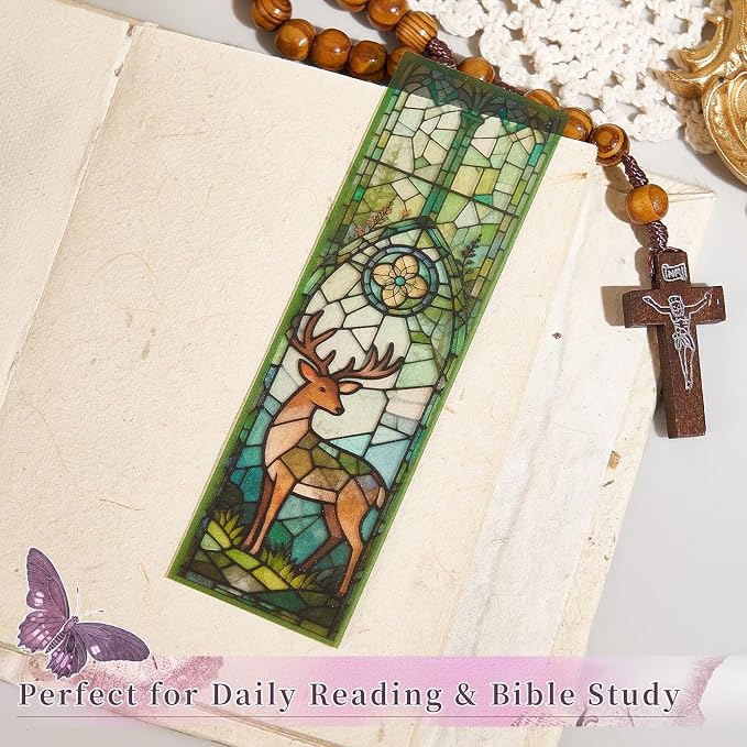 4PCS Fantasy Art Bookmarks, 5" × 1.5" PVC Stained Glass Art Book Marker, Romantasy Inspired Bookish Gifts for Book Lovers