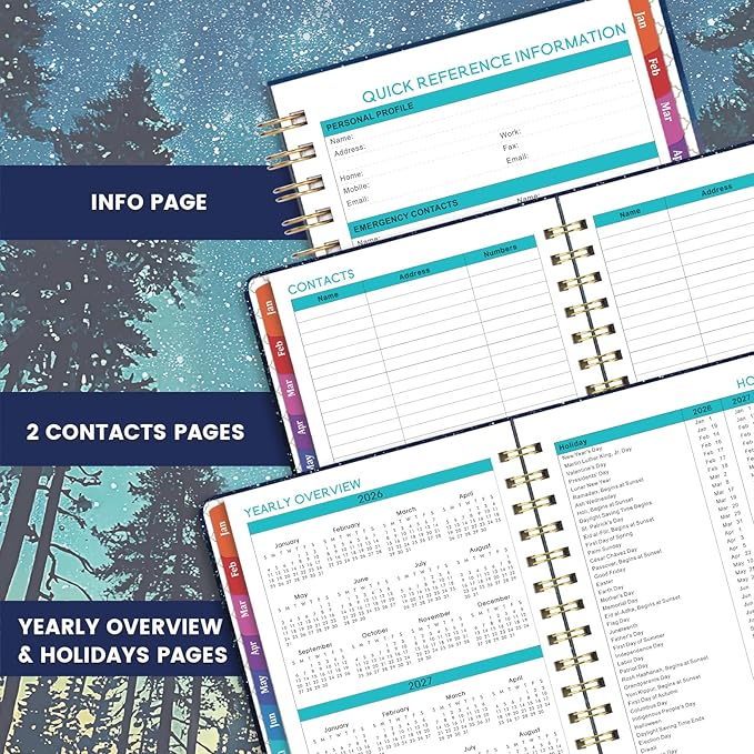 Planner 2026-2027 - Planner 2026 Weekly and Monthly from January - December, Calendar Planners with Colorful Tabs, Inner Pocket, 6.4" x 8.5"