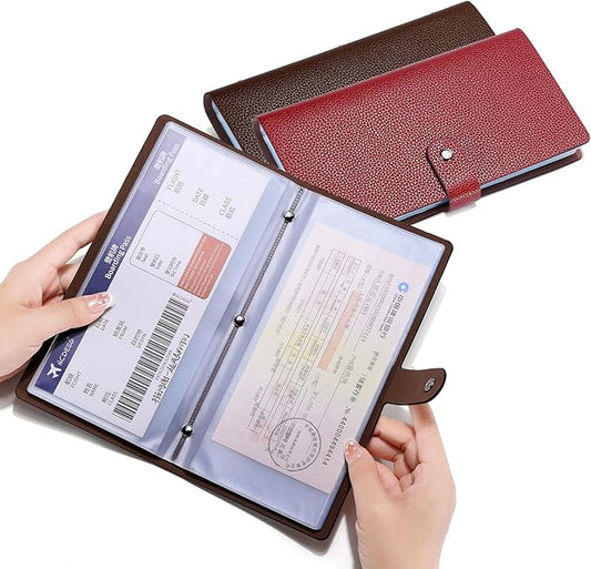 Leather Receipt Organizer, Coupon Organizer with 40 Clear Pockets, Receipt Holder for Home,Travel, Shopping,BusinessTrip, Keeping Receipts and Coupons Organized,Prevents Loss and Damage(DarkRed)