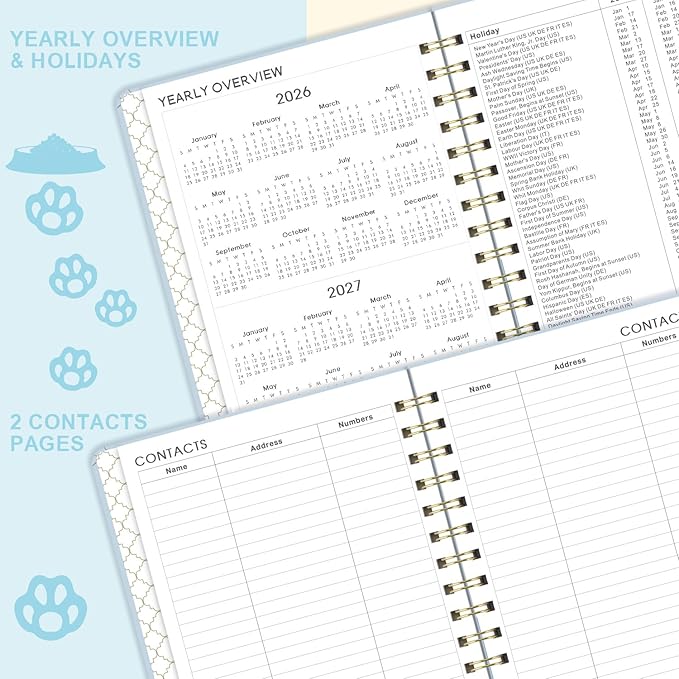 Planner 2026-2027 - Academic Planner 2026-2027, 26-27 Weekly & Monthly Planner with Tabs, Jul. 2026 - Jun. 2027, 6.5" x 8.5", Hardcover with Back Pocket + Thick Paper + Banded, Twin-Wire Binding - Cute Dogs