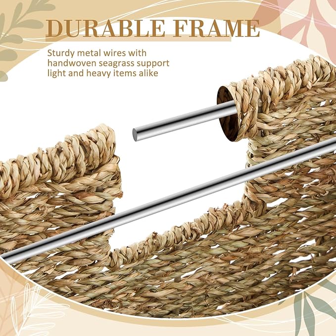 Jingmore Woven Seagrass File Storage Boxes, Decorative Hanging File Organizer with Lid for Home Office, Letter Size, 2 Pack