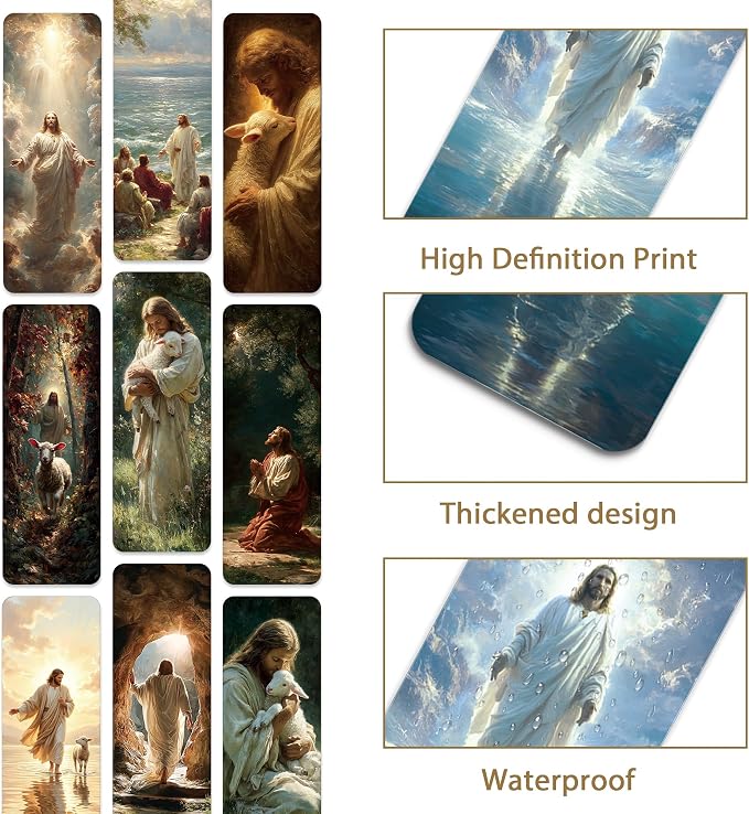 Christian Bookmarks Bulk, 100 Pcs Jesus Religious Book Marks for Reading Men Women, Double Sided Paper Page Markers for Bible Study Church Supplies Baptism First Communion Gifts
