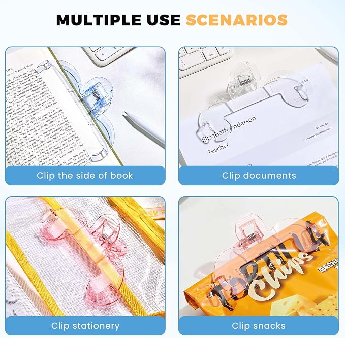 Transparent Book Page Holder for Reading, Large Book Clips to Hold Book Open, Page Holder Clip for Fixing Music Book, Page Marker for Teaching, Cooking （Pink）