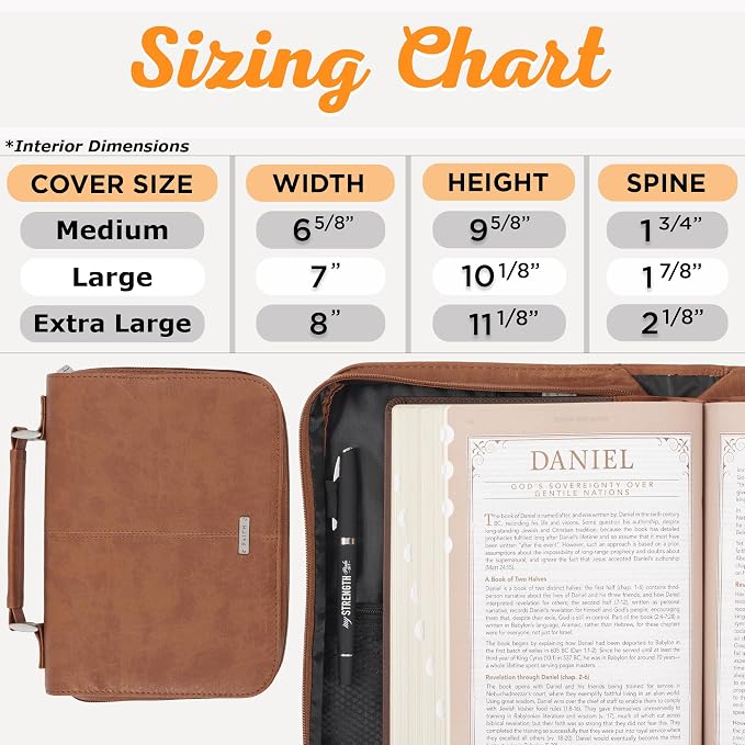 Christian Art Gifts Men/Women's Classic Bible Cover Faith Badge, Brown Faux Leather, Large