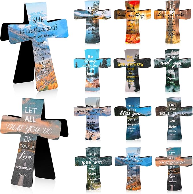 Resurhang 24 Pcs Magnetic Bookmarks Christian Cross Magnetic Page Markers Religious Bible Verses Bookmarks for Mother's Day Women Student Church Study Group Graduation Coworker Team (Landscape)