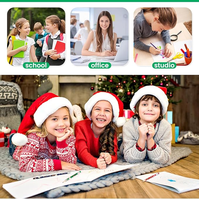 72 PCS Christmas Pencils with Eraser,Xmas Themed Pencil,Wooden Pencils with Santa Claus,Elk,Christmas Tree and Snowflake,Snowman for Stocking Stuffers,Xmas Gift Supplies,School Supplies(12 Styles)